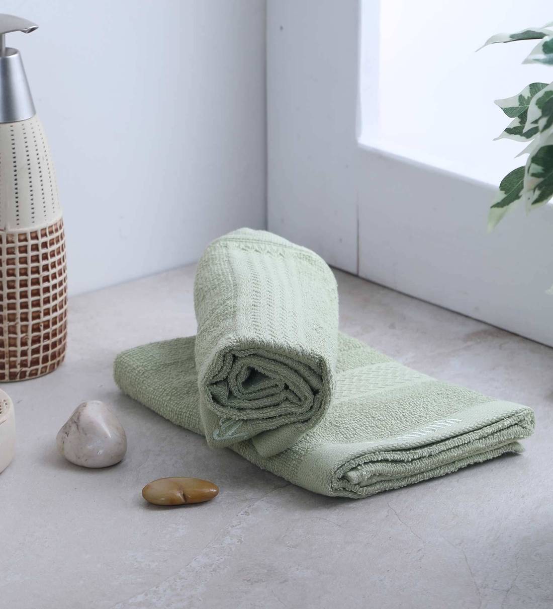 Buy Olive Cotton 380 GSM Hand Towels (Set Of 4) By Raymond Home Online