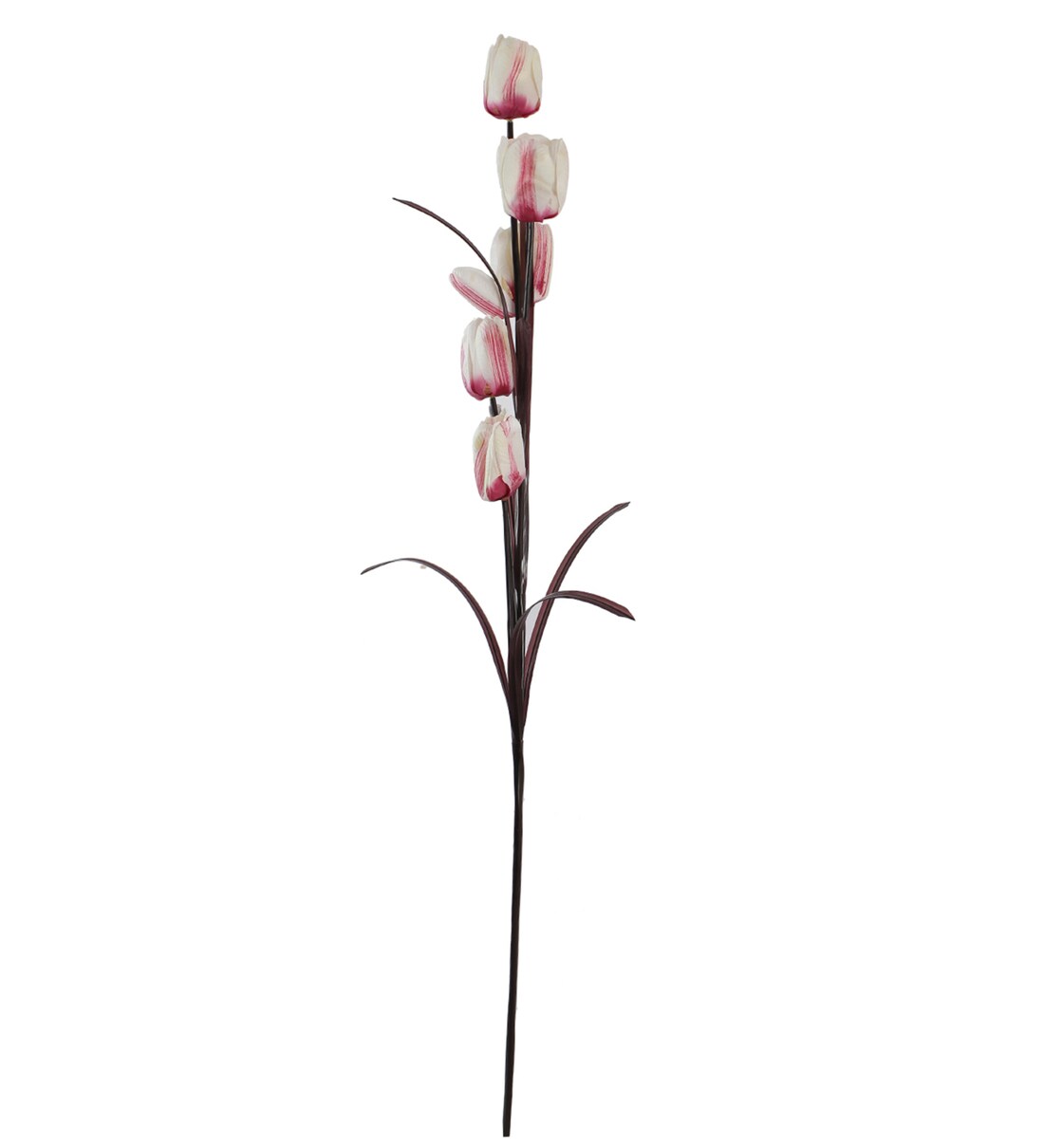 Buy White & Pink Artificial Tulip Flower Stick, Set of 4 by Fourwalls