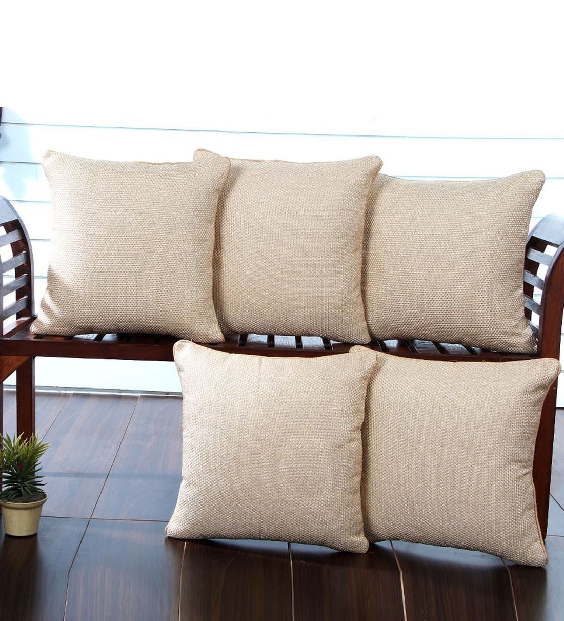 Buy Jute Plain Solid 16x16 Inch Cushion Covers Set Of 5 By Hosta Homes Online Solid Colour Cushion Covers Cushion Covers Furnishings Pepperfry Product