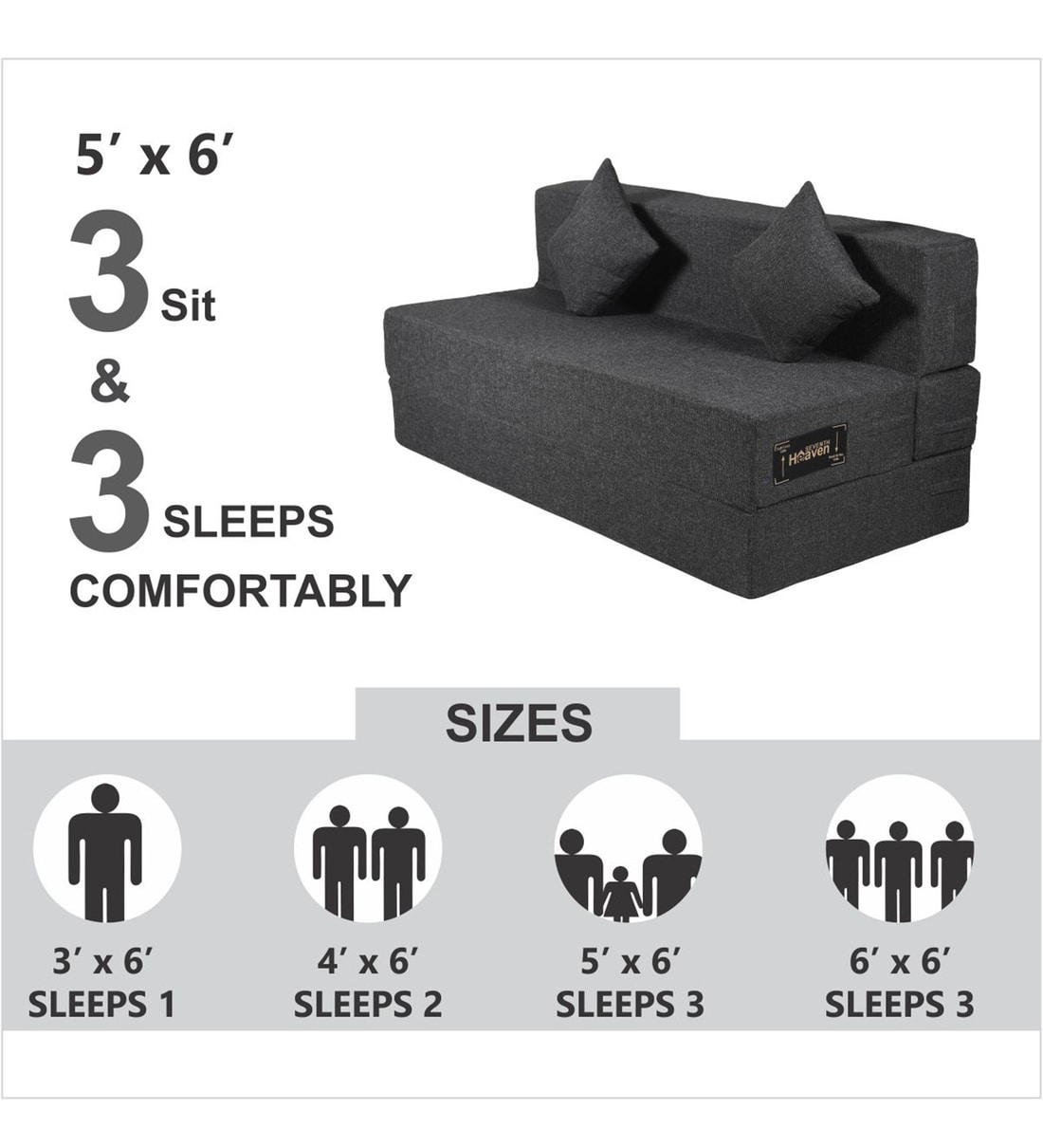 Buy HD Foam (72x60) Queen Size Sofa Cum Foldable Mattress by Seventh