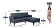Serena Fabric LHS Sectional Sofa (2 + Lounger) In Blue Colour