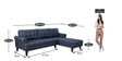 Serena Fabric LHS Sectional Sofa (3 + Lounger) In Blue Colour