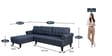 Serena Fabric RHS Sectional Sofa (3 + Lounger) in Blue Colour