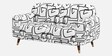 Serenee Abstract Linear 2 Seater Polyester Upholstered Sofa In White And Black Colour Serenee Abstract Linear 2 Seater Polyester Upholstered Sofa In White And Black Colour