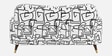 Serenee Abstract Linear 2 Seater Polyester Upholstered Sofa In White And Black Colour Serenee Abstract Linear 2 Seater Polyester Upholstered Sofa In White And Black Colour