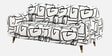 Serenee Abstract Linear 3 Seater Polyester Upholstered Sofa In White And Black Colour Serenee Abstract Linear 3 Seater Polyester Upholstered Sofa In White And Black Colour