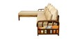 Setrun Solid Wood RHS Sofa with Lounger in Natural Brown Finish & Cream Upholstery