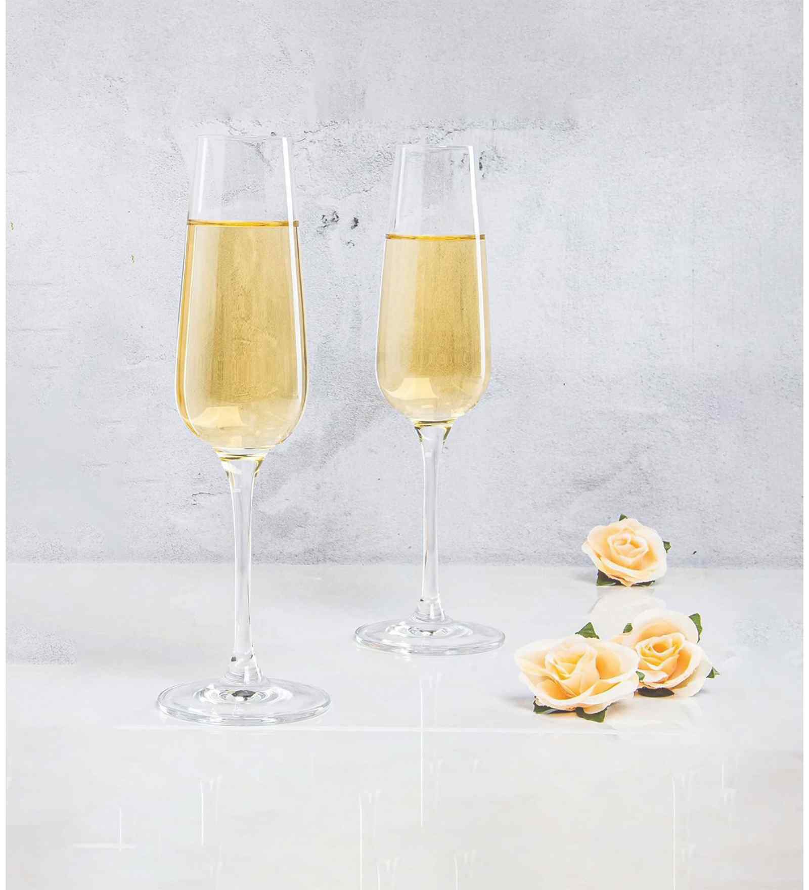 Se Of 6 Crystal Flute Glasses