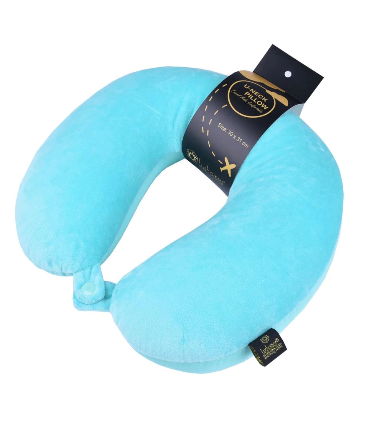 Buy Sea Blue Microbeads Neck Pillow with Snap button by Lushomes at 44