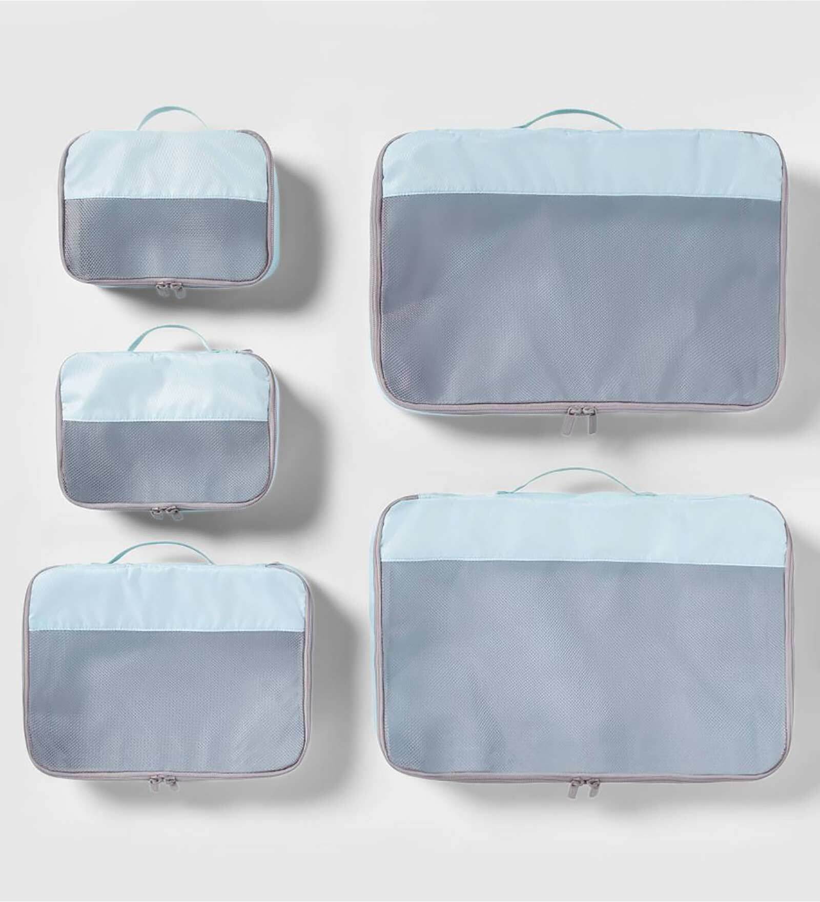 Sea Green Polyester Non Foldable Suitcase Travel Organiser (Set of 5)
