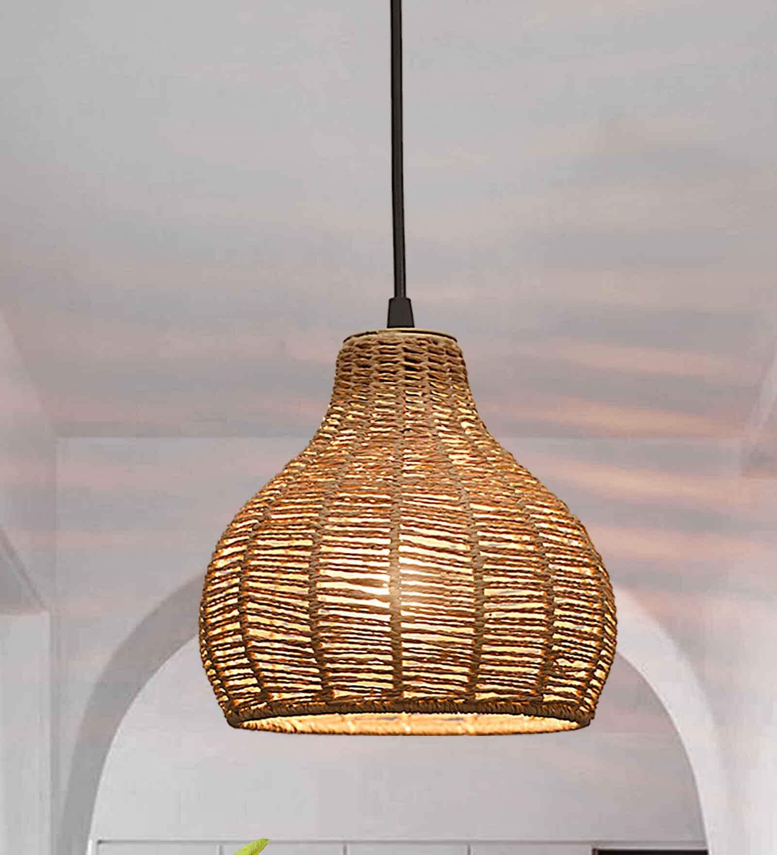 Seagrass Chandelier, Rattan Weaving Light Fixture, Rustic Pendant
