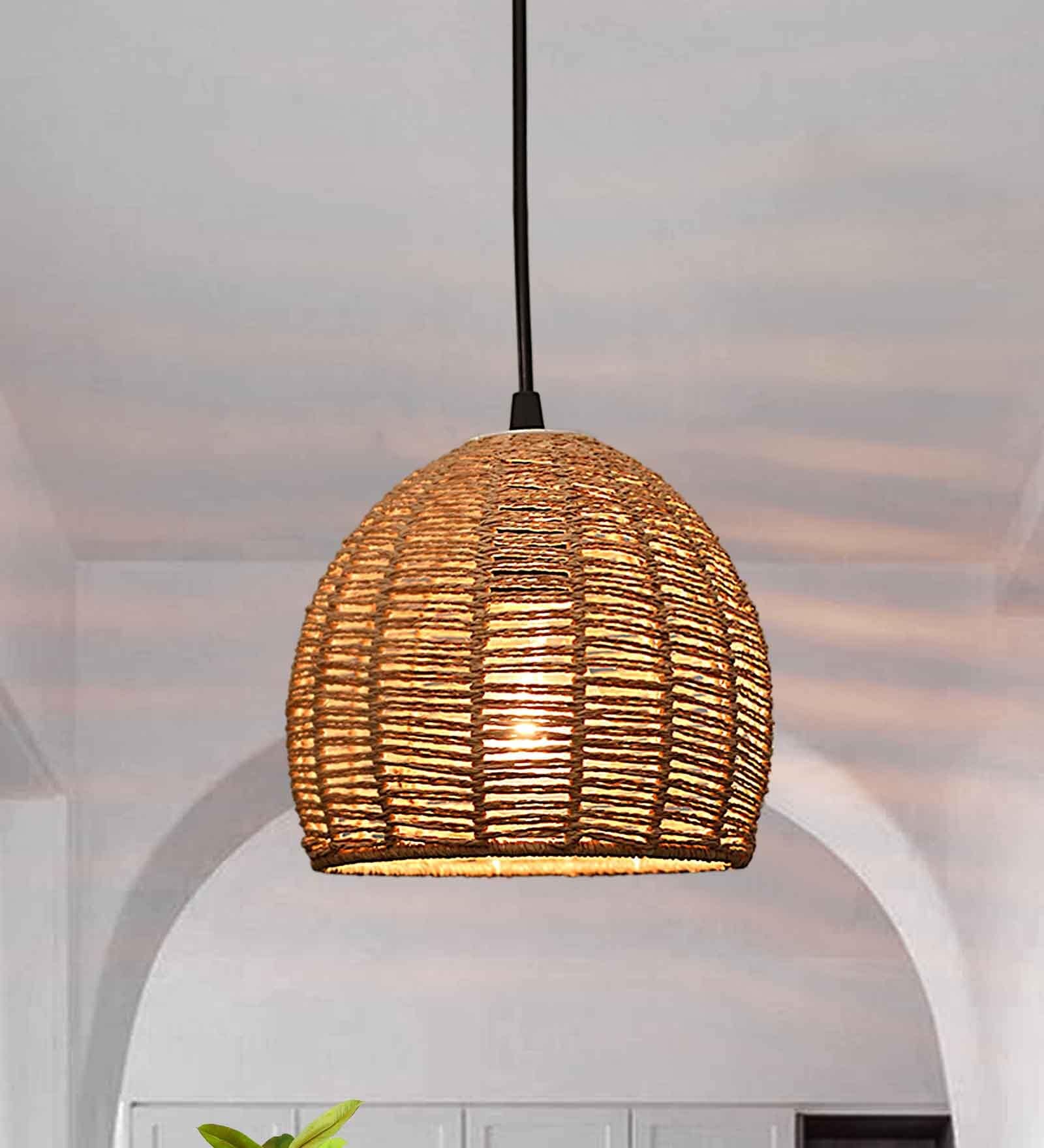 Seagrass Chandelier, Rattan Weaving Light Fixture