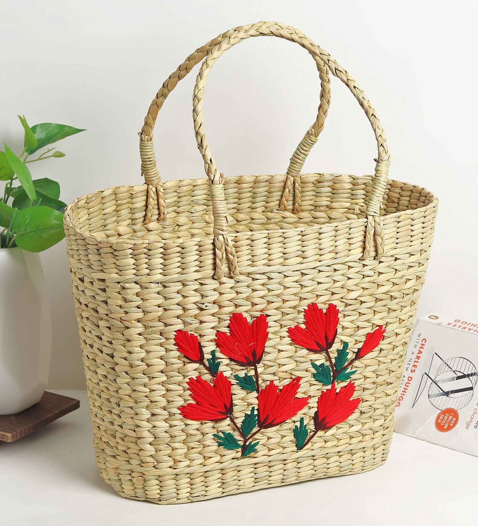 Seagrass Shopping Basket | Embroidery Basket