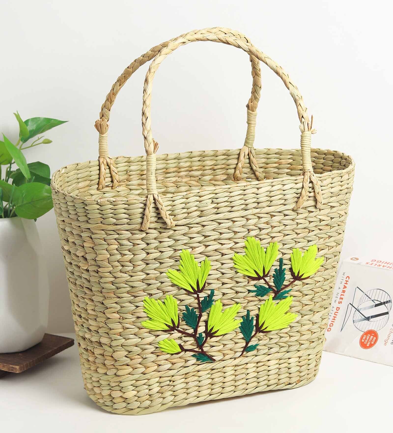Seagrass Shopping Basket | Embroidery Basket