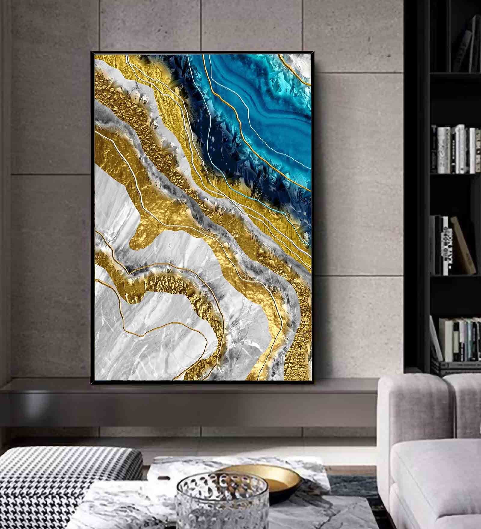 Seam Agate Multicolour Engineered Wood Framed Canvas Wall Painting