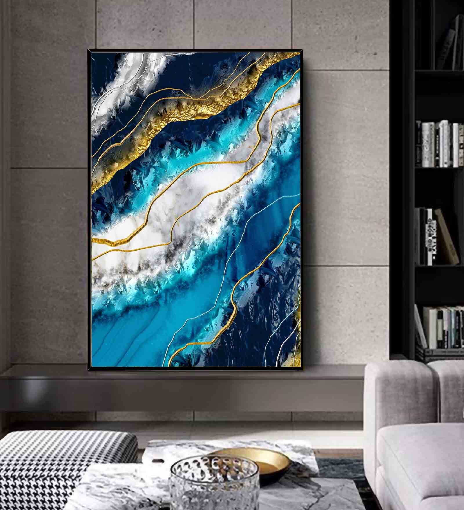 Seam Agate Multicolour Engineered Wood Framed Canvas Wall Painting