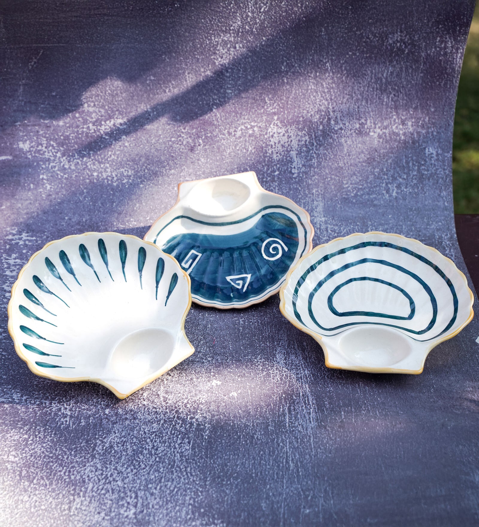 Set of 3 Seashell Ceramic Serving Platters