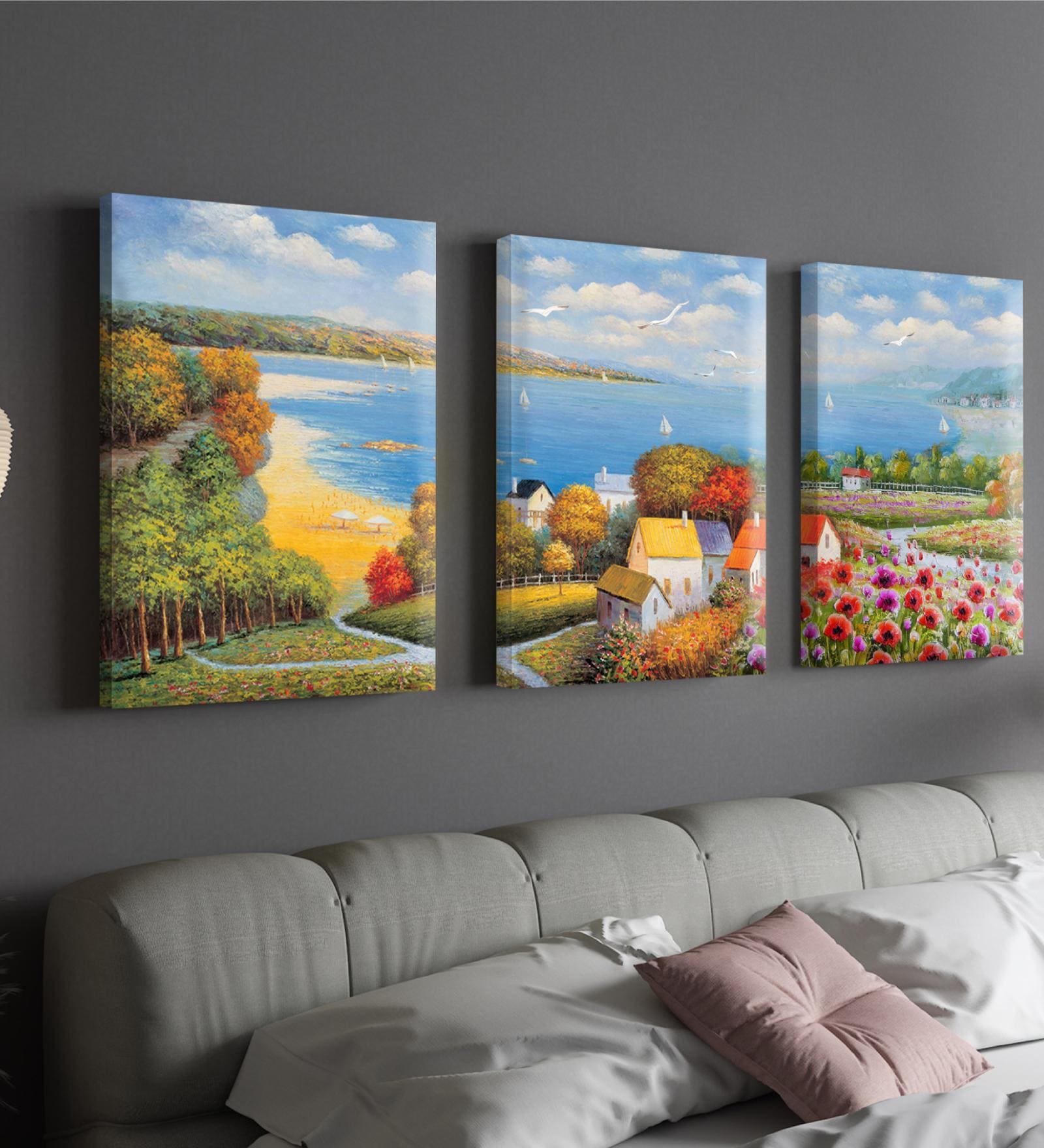 Seaside Green Synthetic Wood (Set of 3) Art Panels