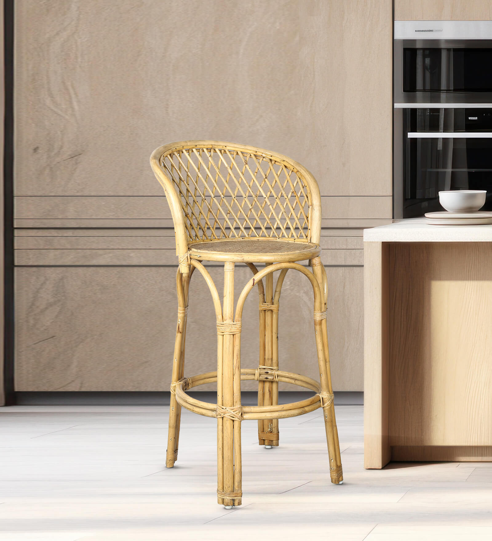Buy Seaside Style Cane Bar Chair in Natural Finish at 10 OFF by Manaiya Pepperfry