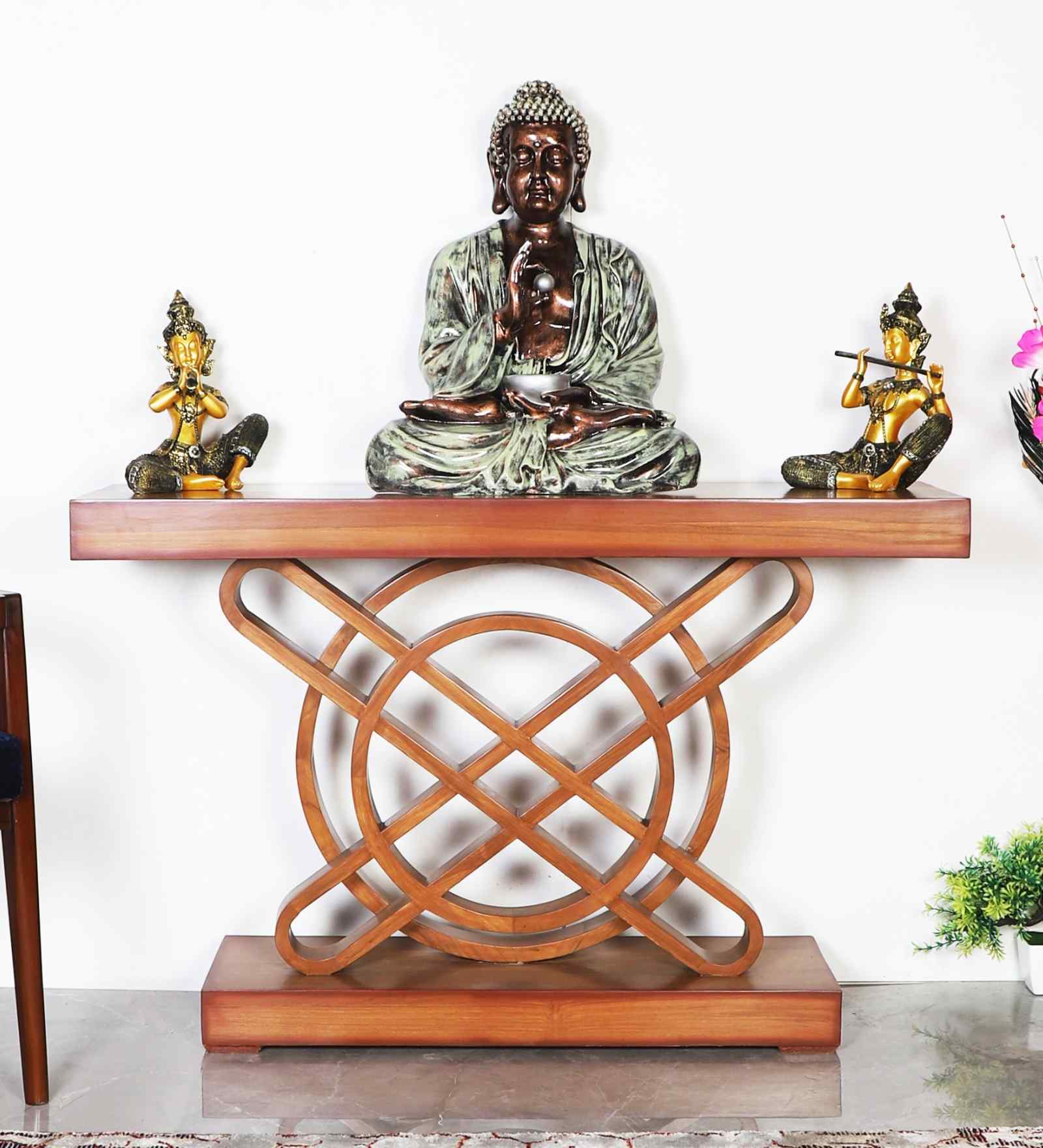 Sedin Solid Wood Console Table In Teak Finish