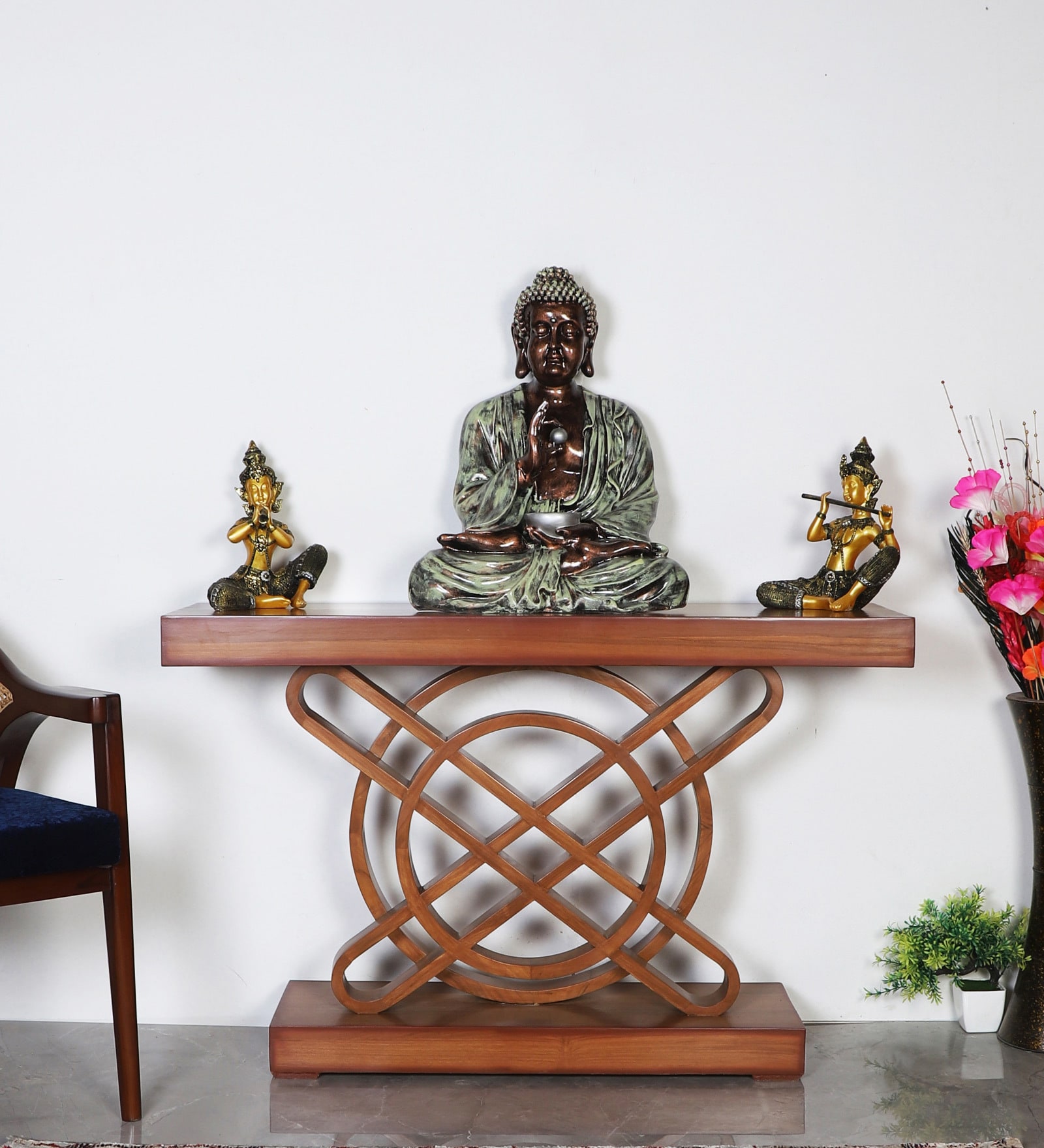 Sedin Solid Wood Console Table in Teak Finish