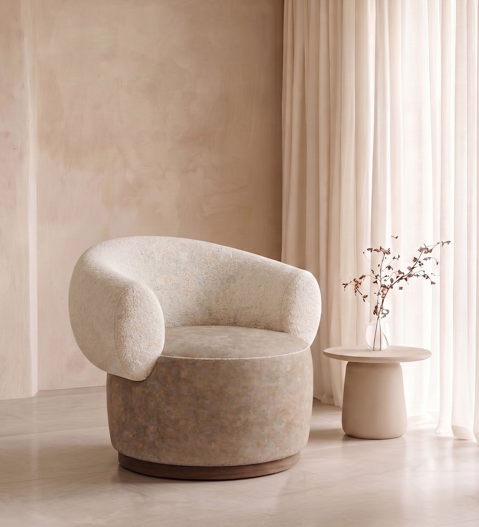 Seerlune Soft Lounge Chair In Beige Colour