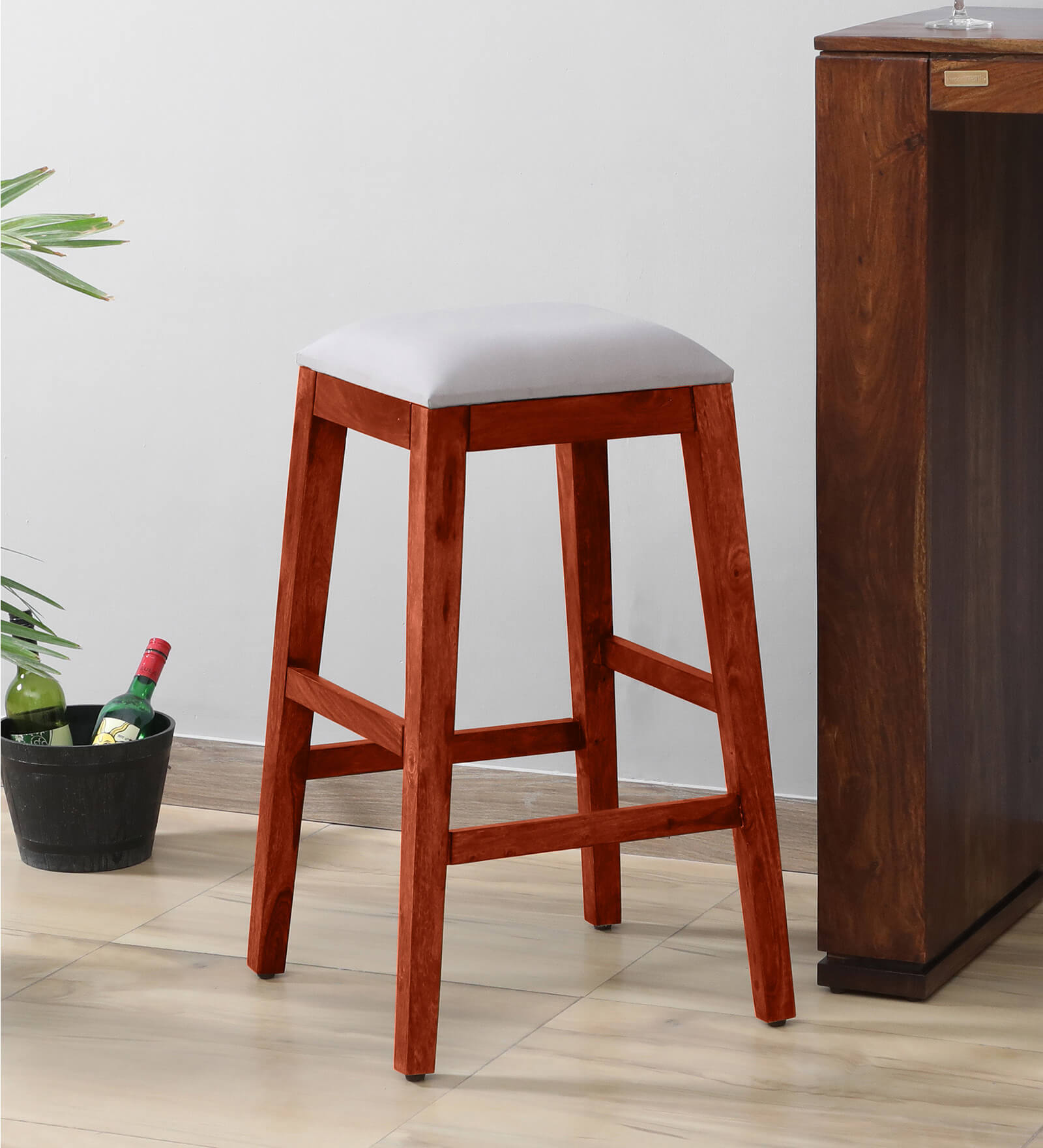 Buy Segur Sheesham Wood Bar Stool In Honey Oak Finish at 1 OFF by
