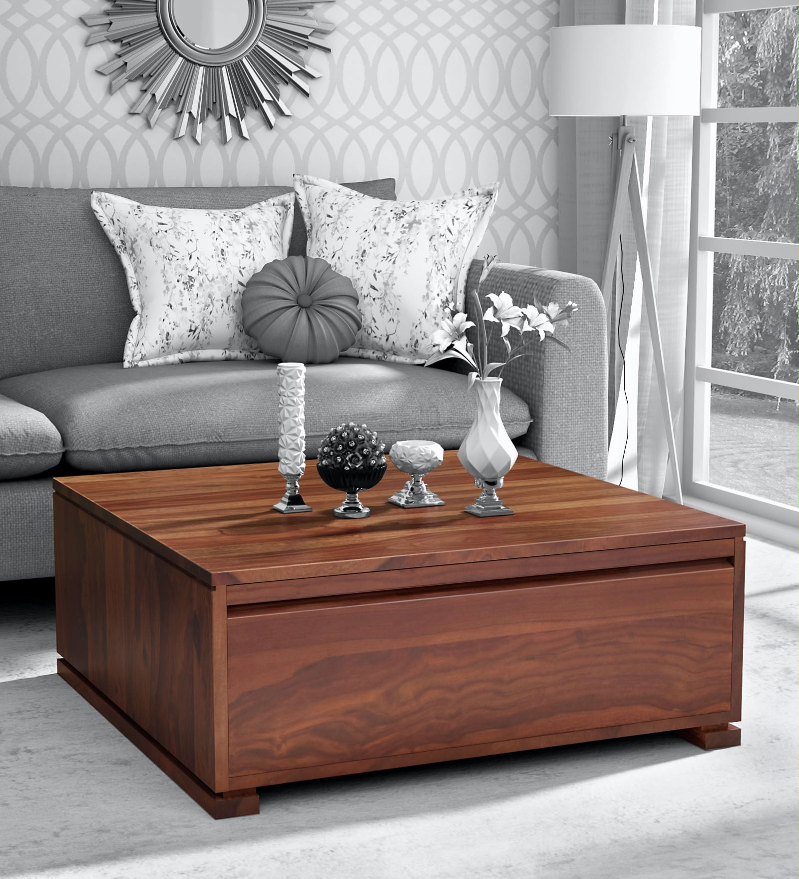 Buy Segur Solid Wood Coffee Table in Provincial Teak Finish