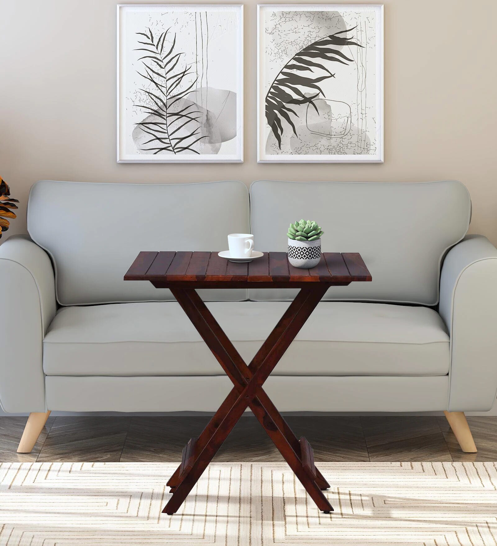 Seigen Sheesham Wood Folding Coffee Table In Honey Oak Finish