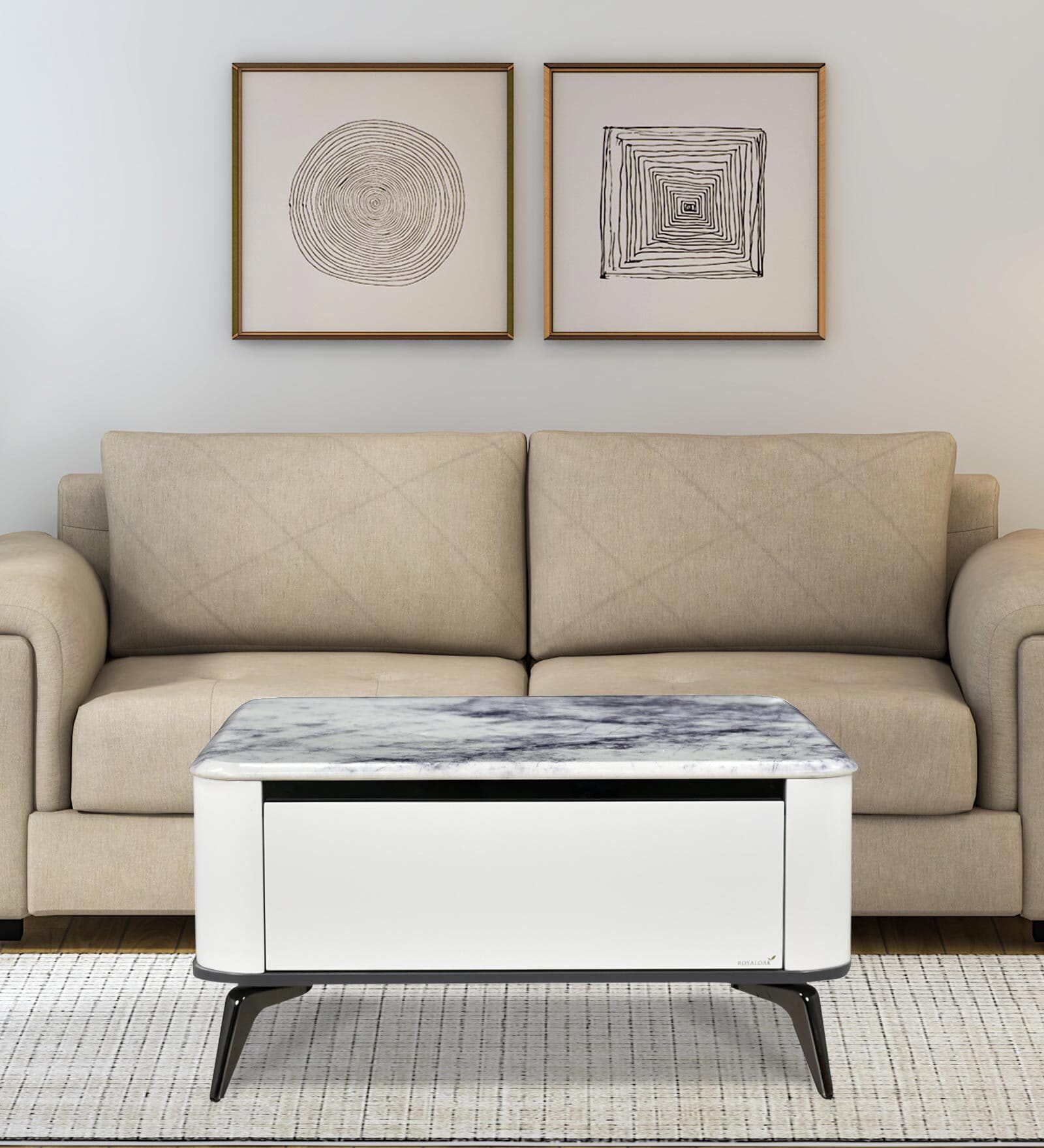 Seina Marble Top Coffee Table in White Colour
