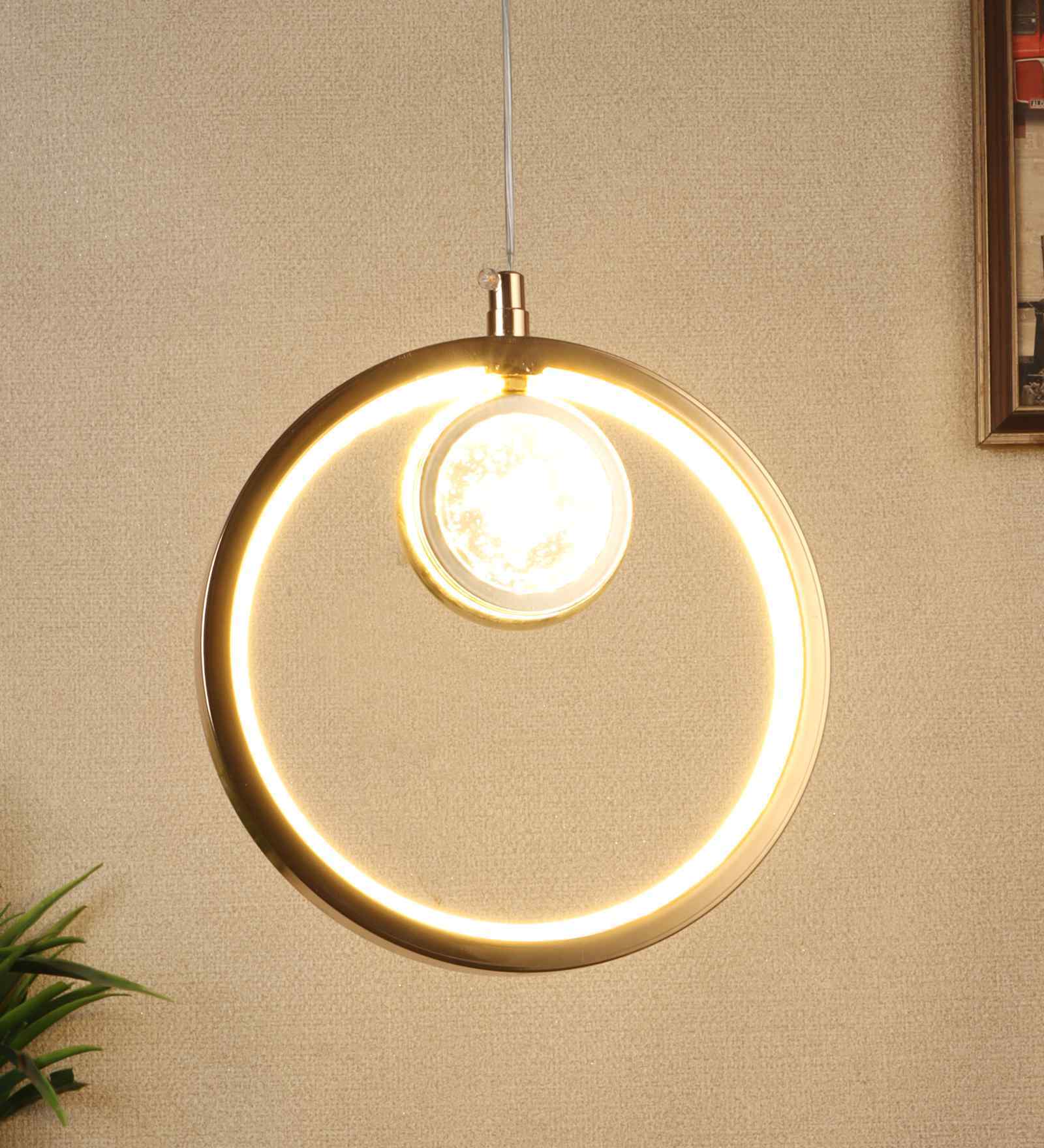 Selene Gold Iron Hanging Light | Inbuilt LED | without Bulb | Eliante