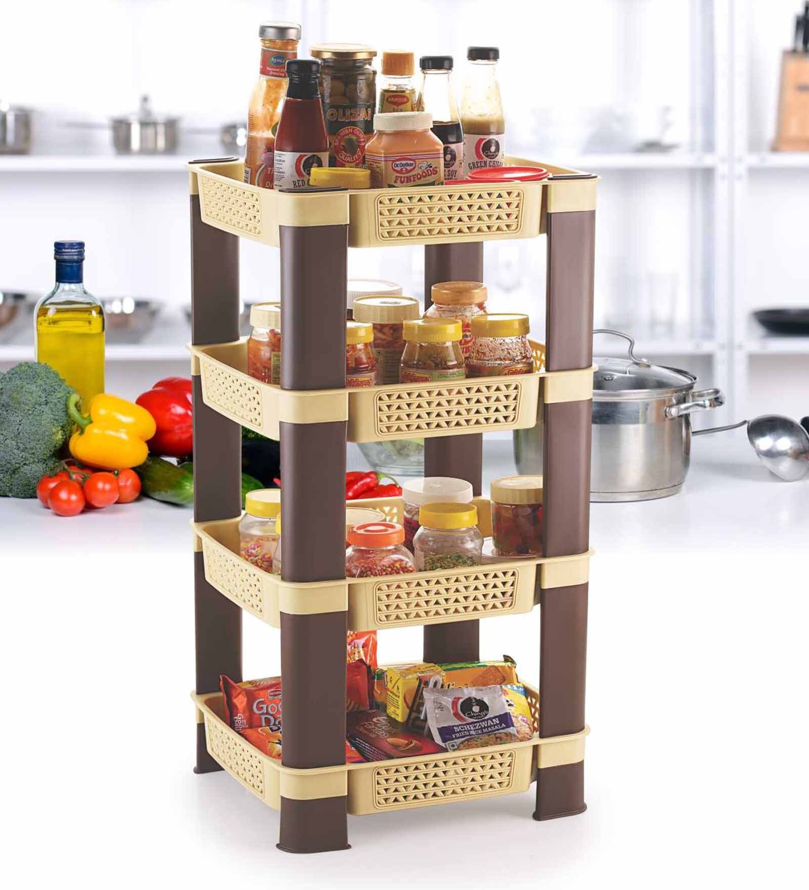 Plastic 4 Tier Kitchen Storage Racks