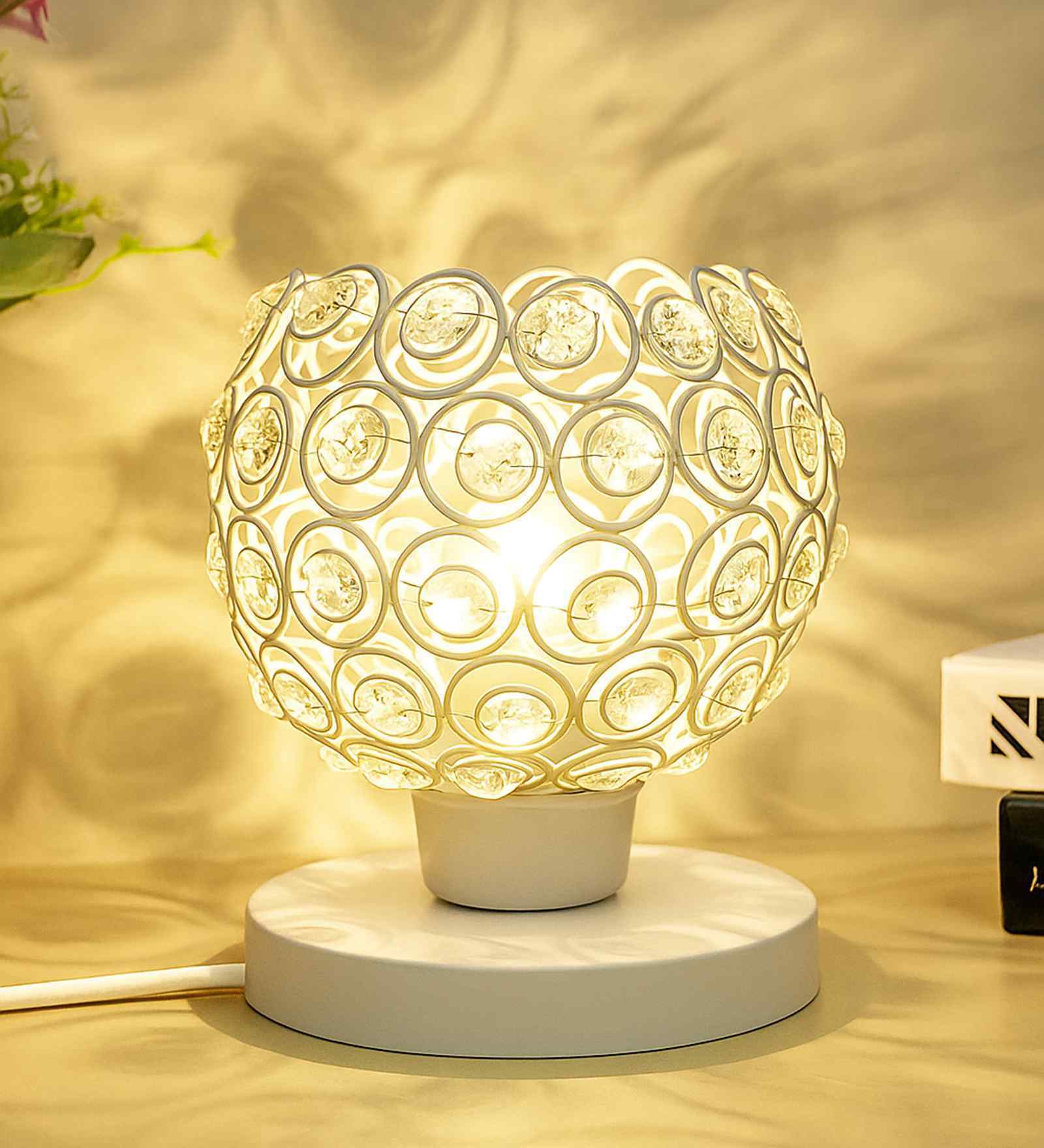 Semi Crystal Table Lamps Mood Lighting, White