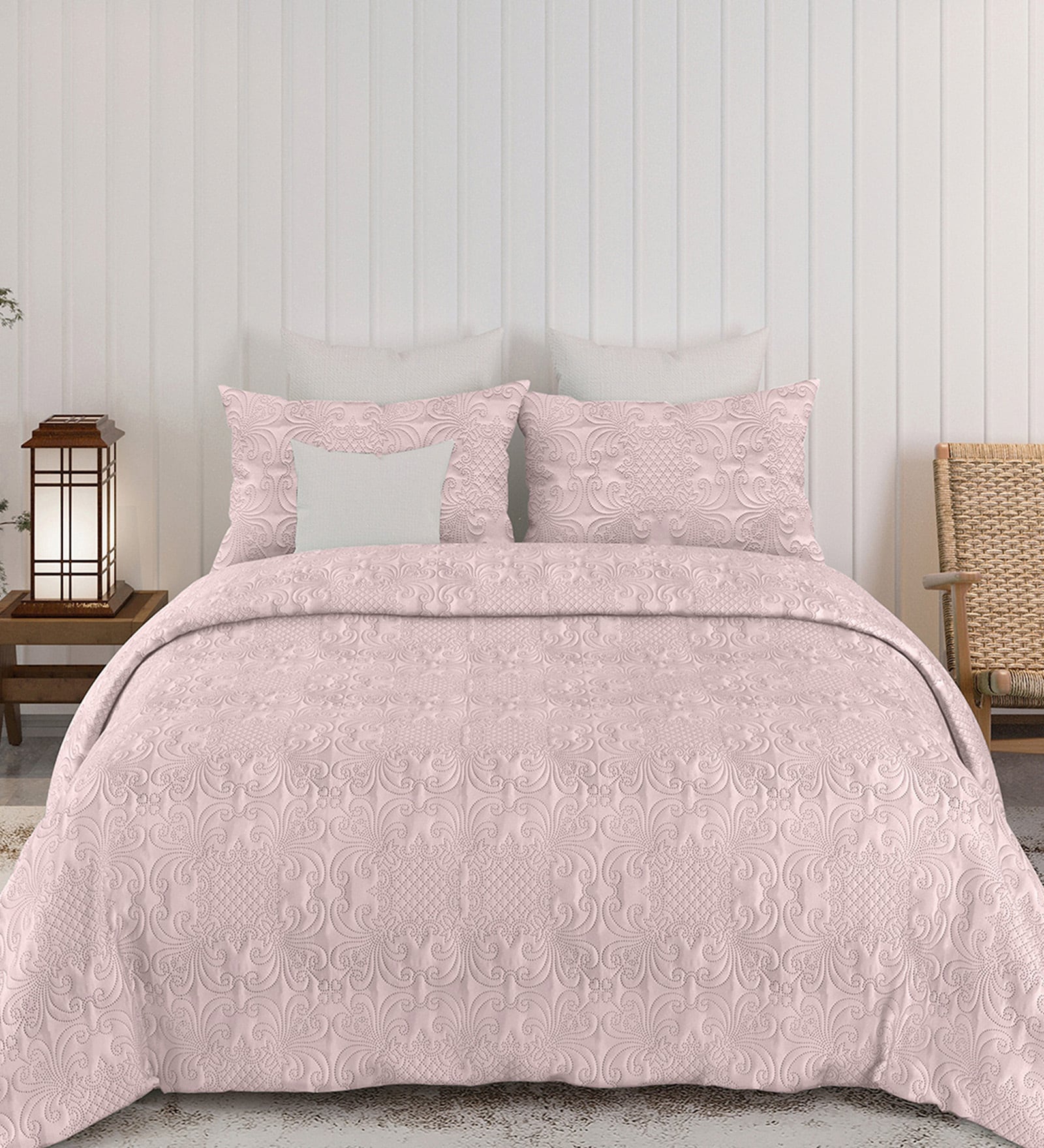 Pink Sensations 300GSM King Quilted Bedcover with 2 Pillowcovers