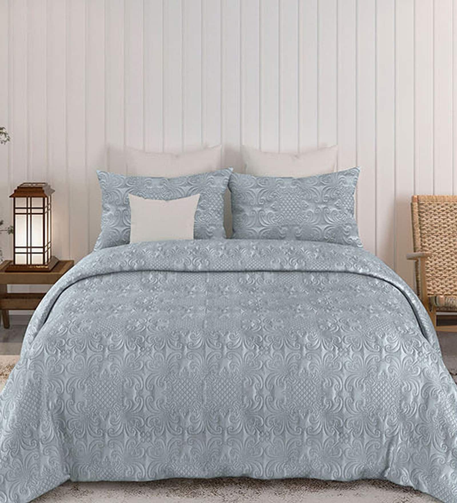 Blue Sensations 300GSM King Quilted Bedcover with 2 Pillowcovers