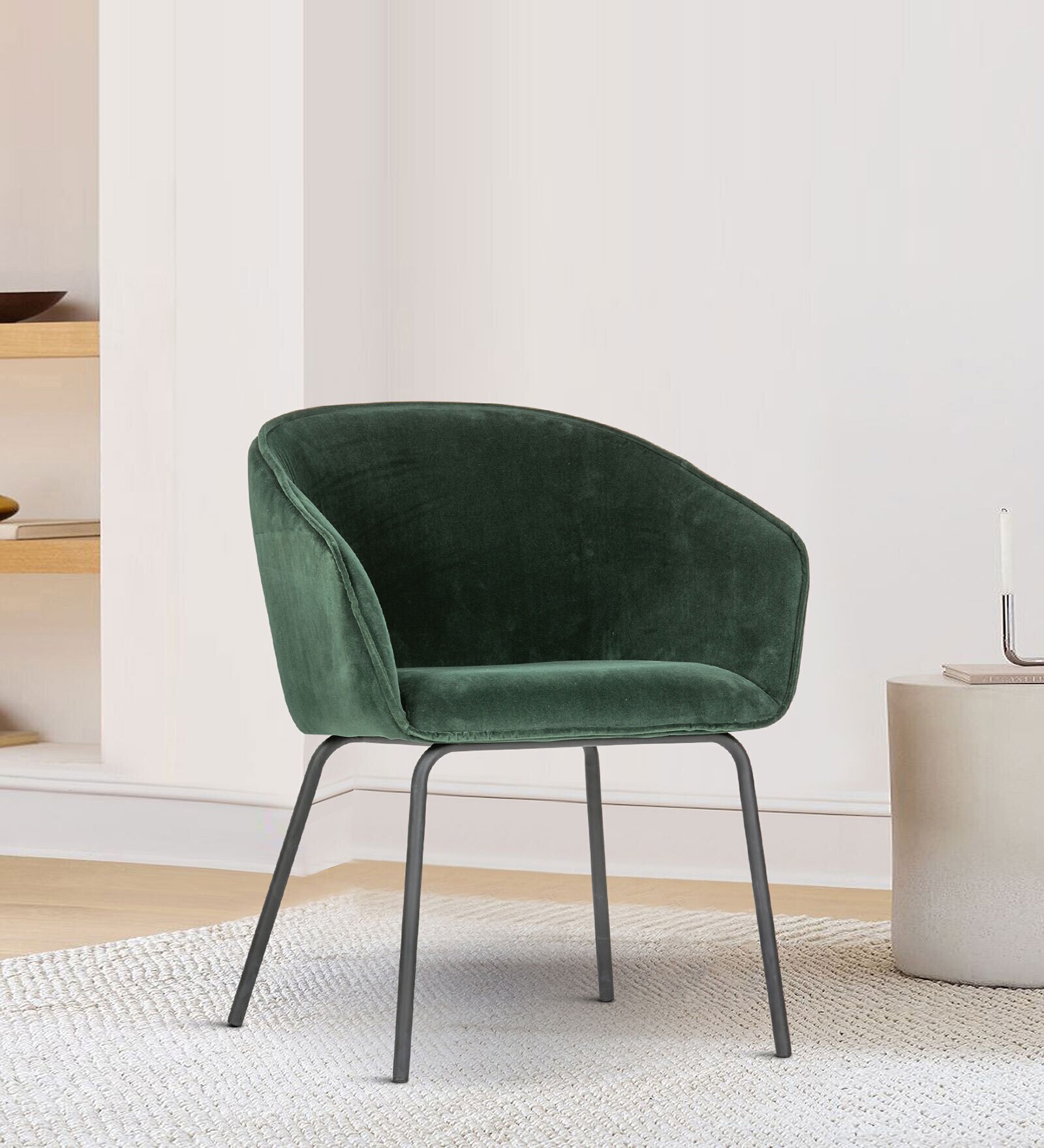 Senses Velvet Armchair in Green Colour