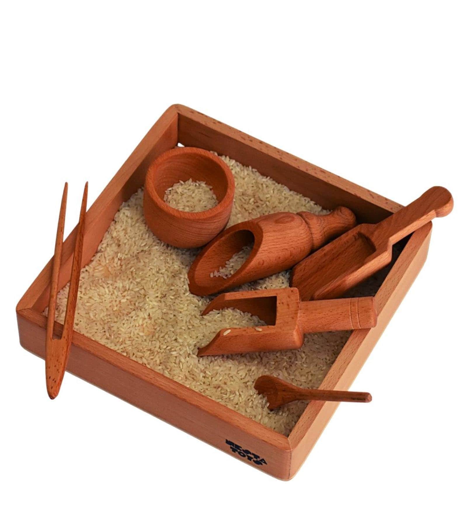 Buy Sensory Wooden Toy Set with Tray In Brown Colour By Nesta Toys