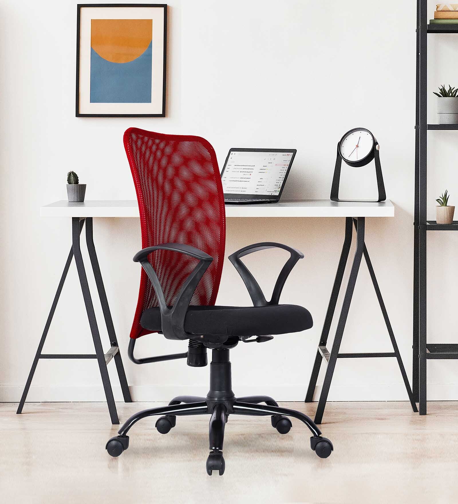 Buy Seoul Breathable Mesh Ergonomic Chair in Red & Black Colour at 35
