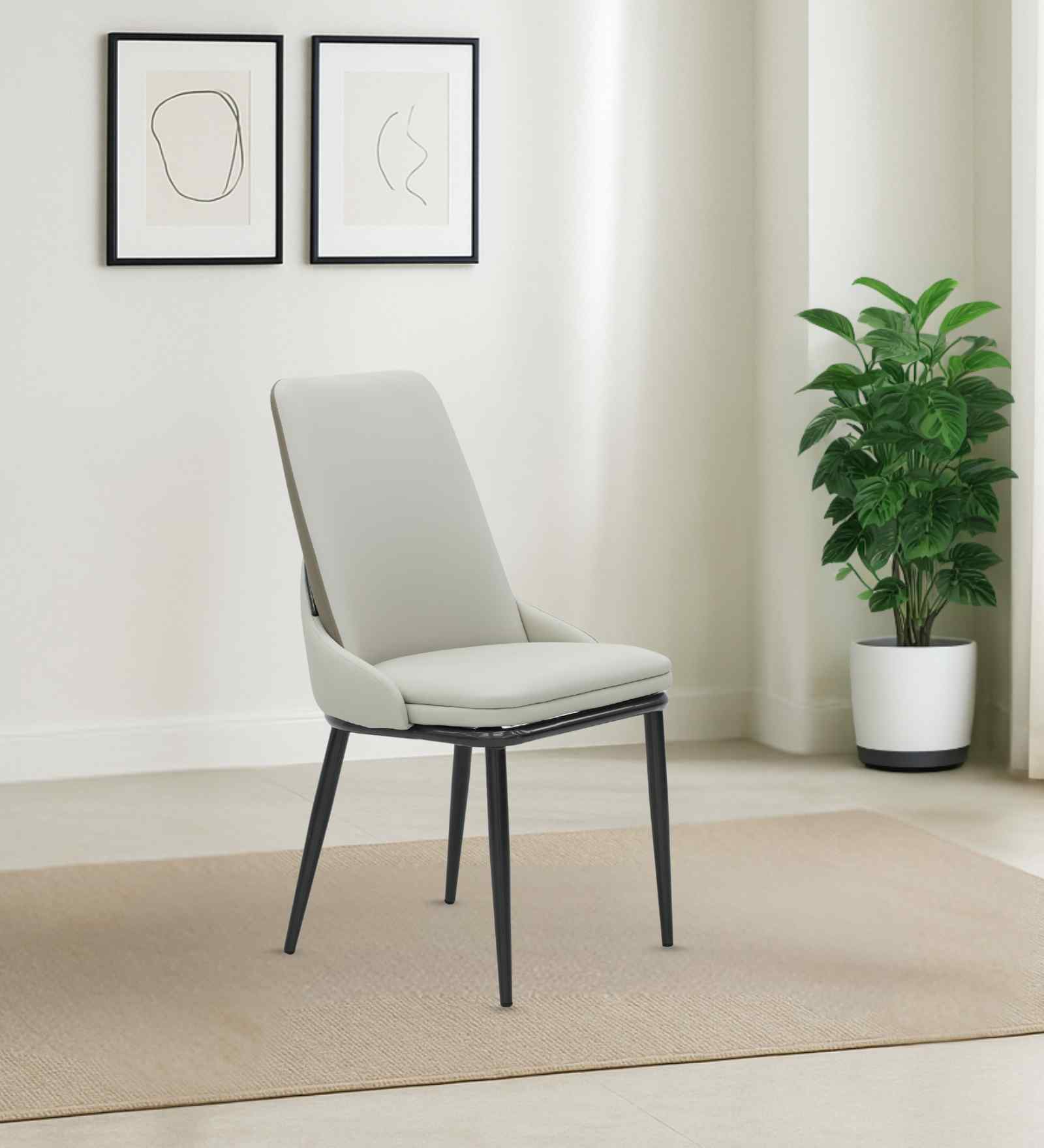 Sepang Malaysian Leatherette Dining Chair In Grey Color