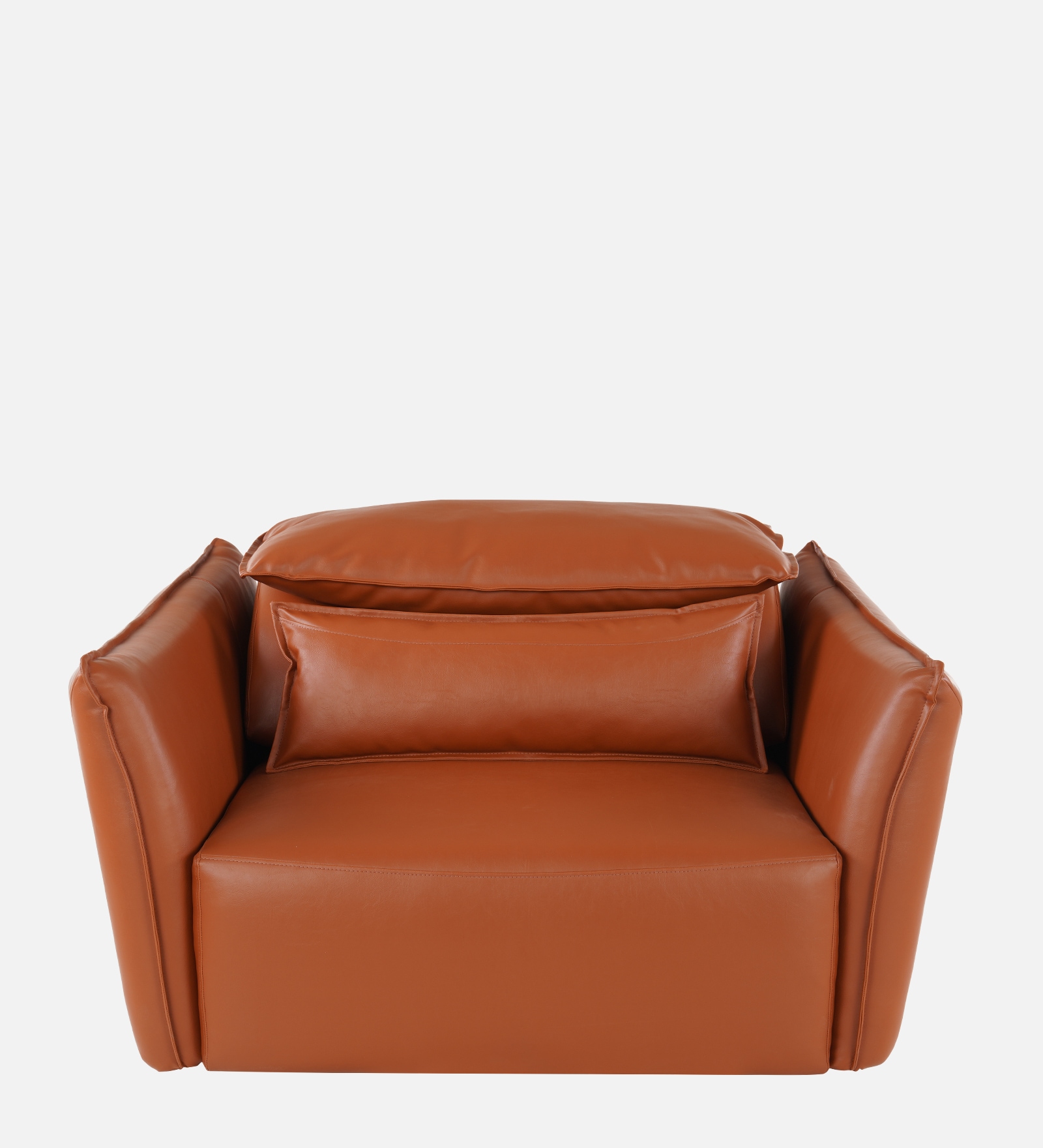 Serena Leatherette 1 Seater Sofa with Extendable Seat In Brown Cinnamon Color