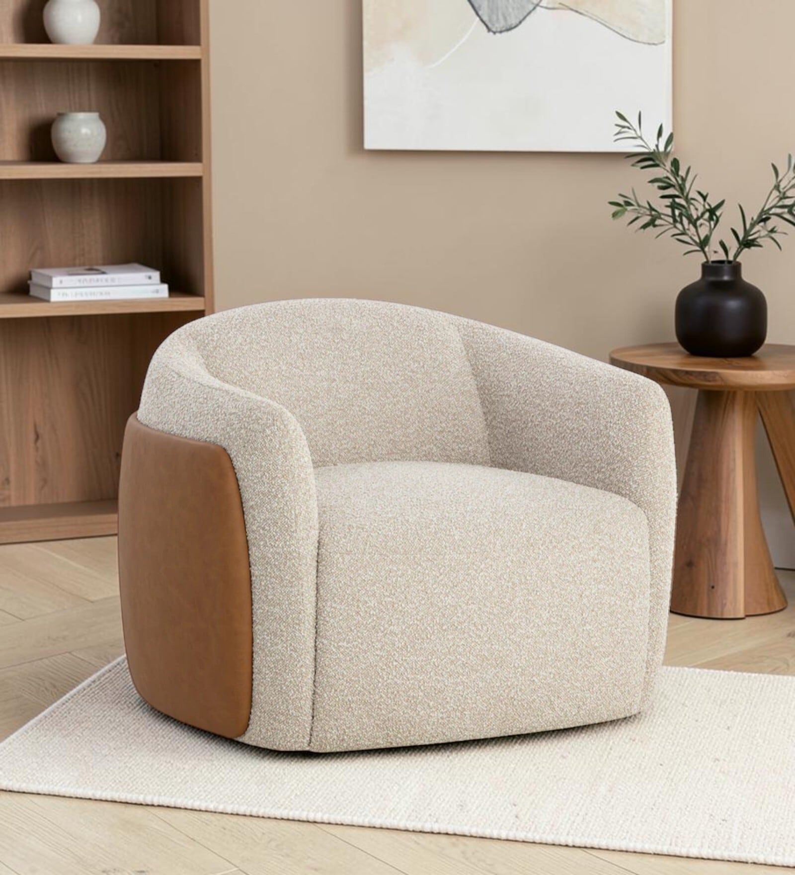 Serene Barrel Chair In White Color Serene Barrel Chair In White Color