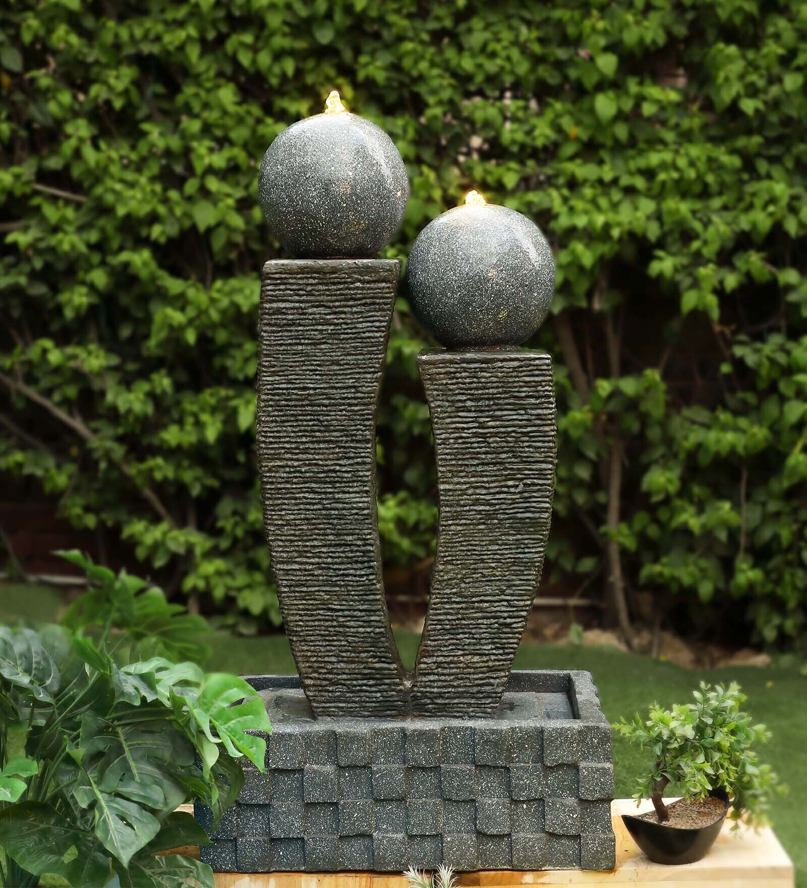 Buy Serene Dark Grey and White Polyresin Indoor Fountain at 25 OFF by
