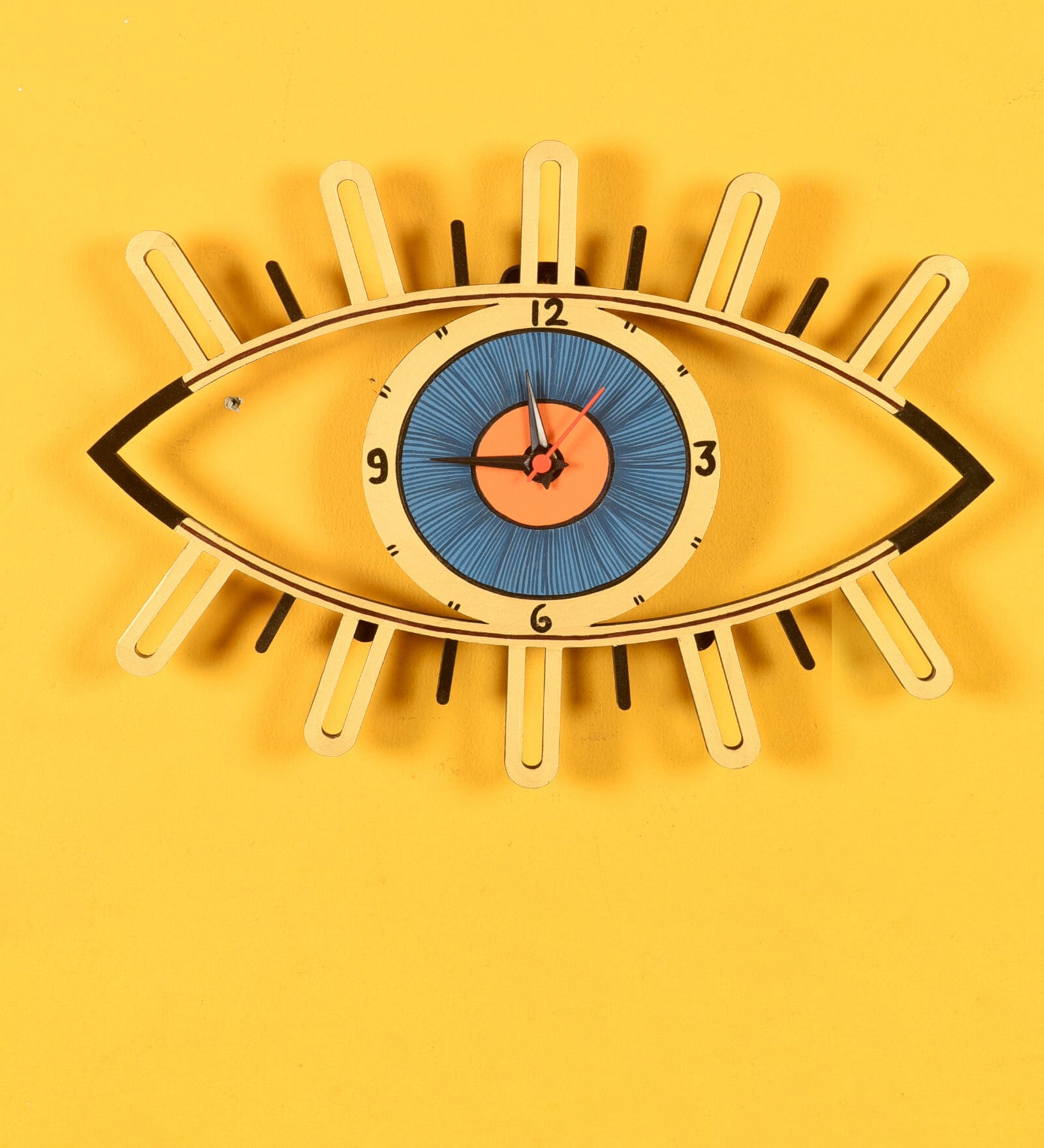 Multicolour Wood Serene Eyes Novelty Wall Clock