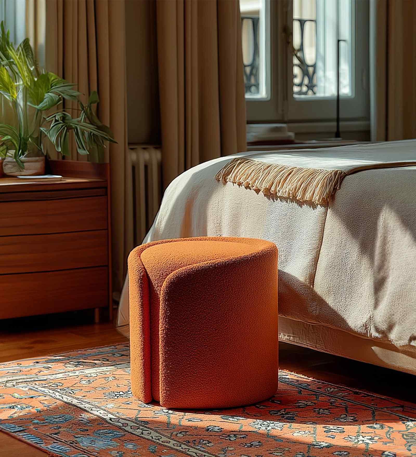 Serene Pouffe In Orange Color