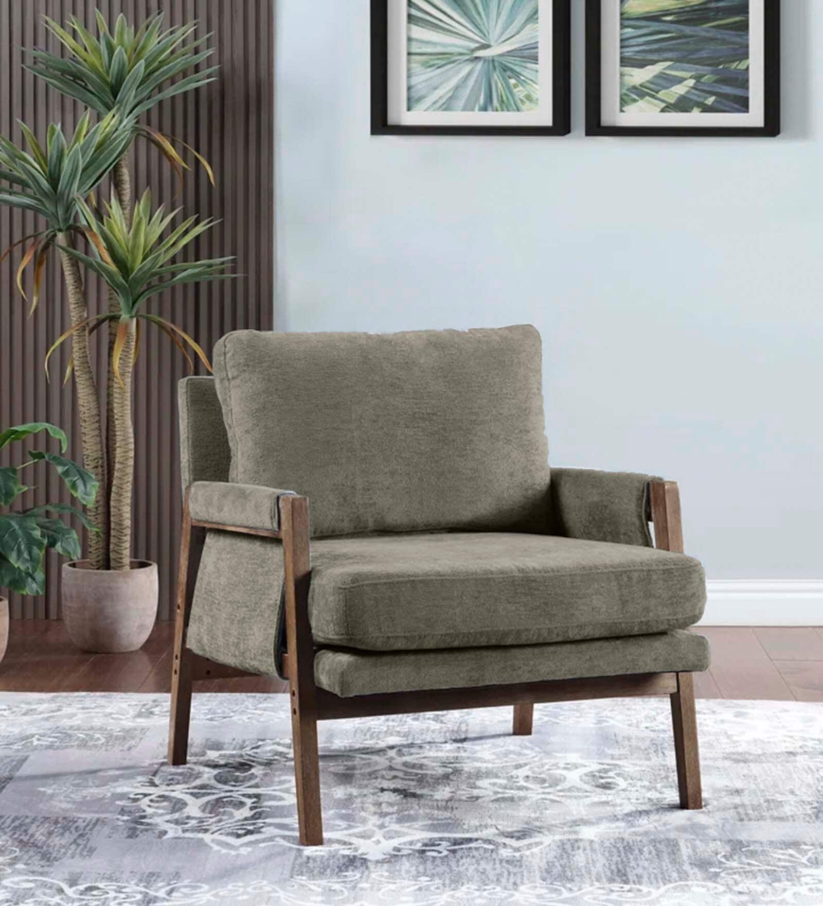 Serenity Boucle Fabric Arm Chair in Brown Colour