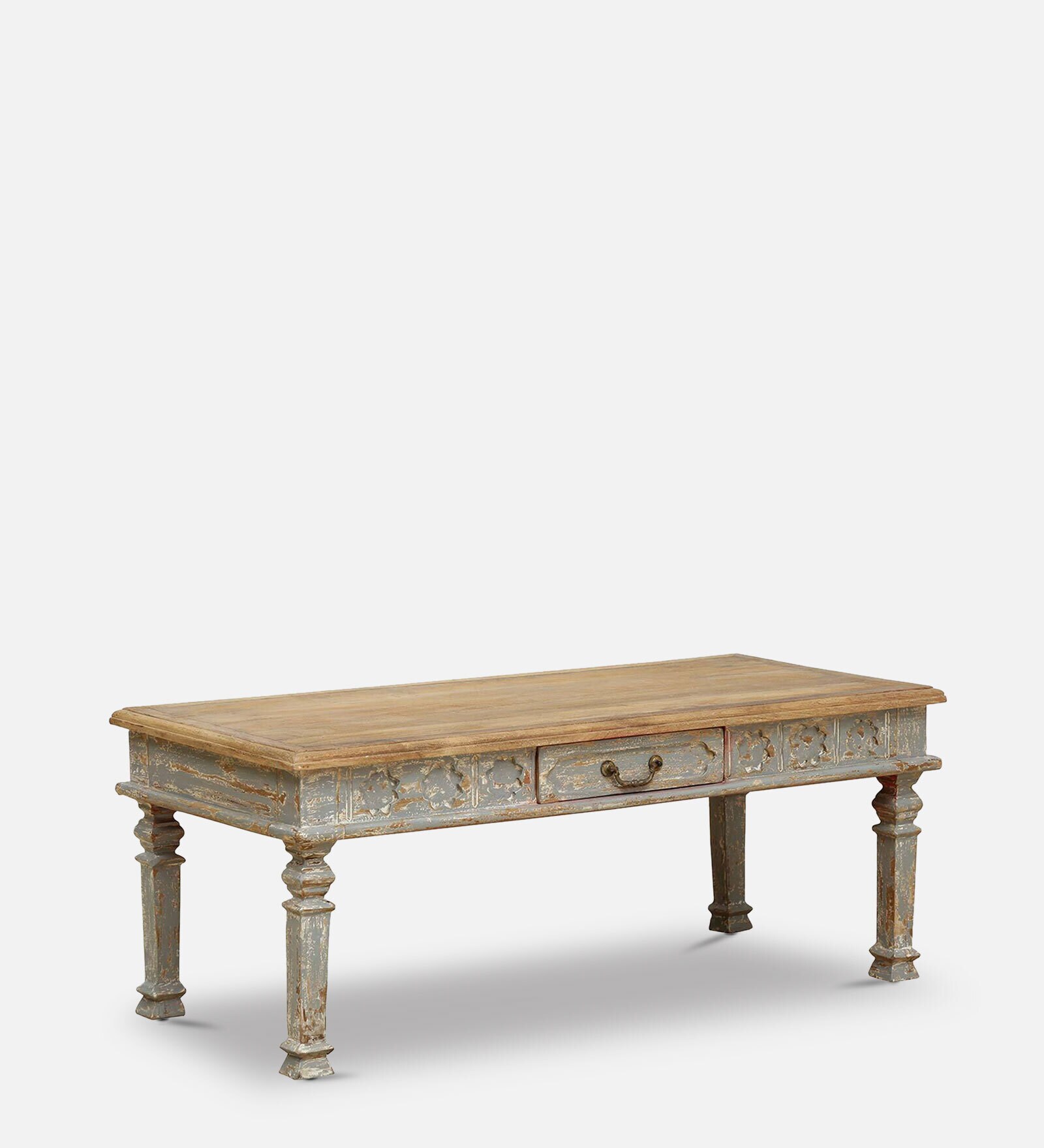 Serge Solid Wood Coffee Table In Distress Finish