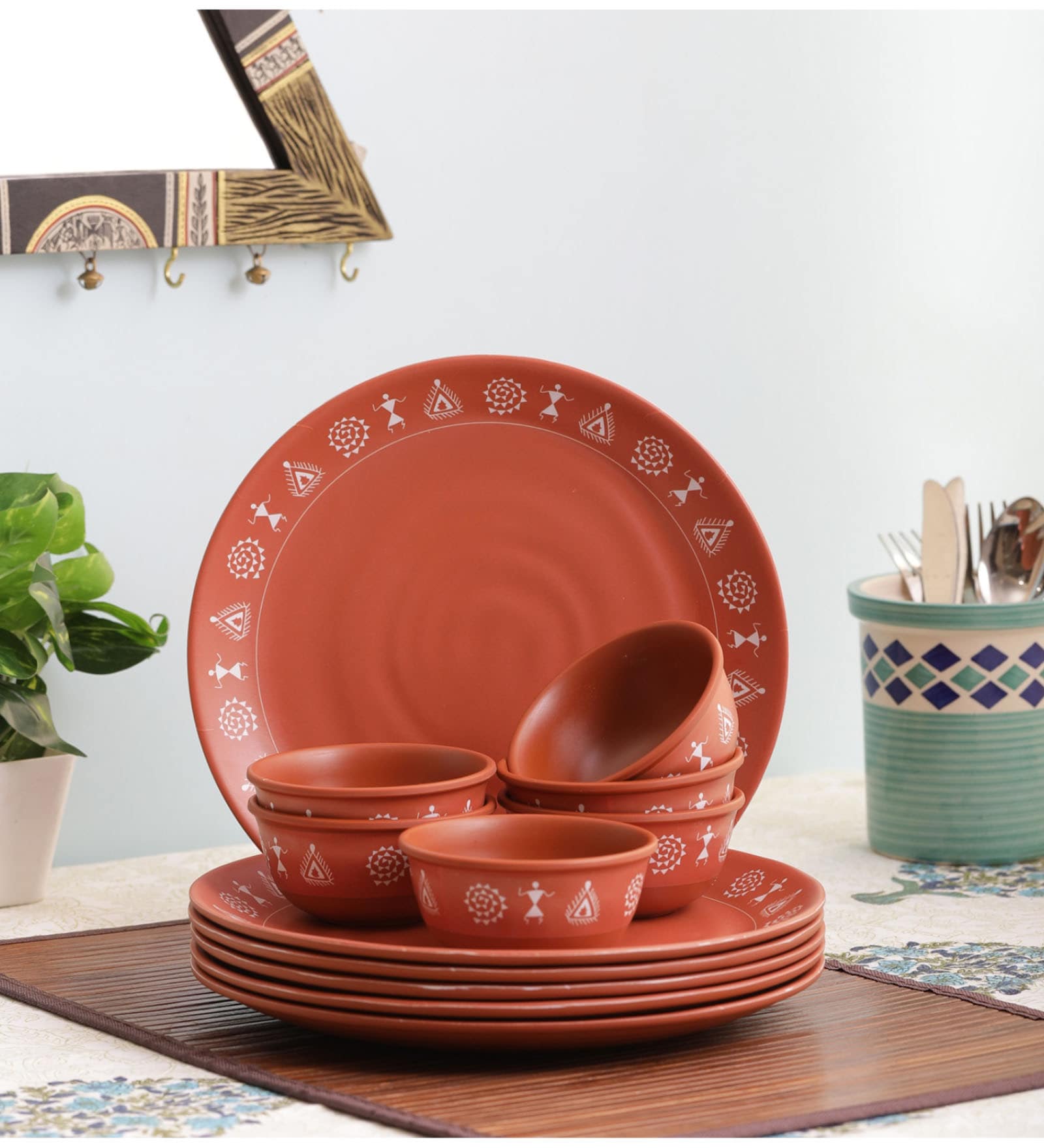 Buy Servewell Terracotta Look Melamine Dinner Plates & Bowls Set of