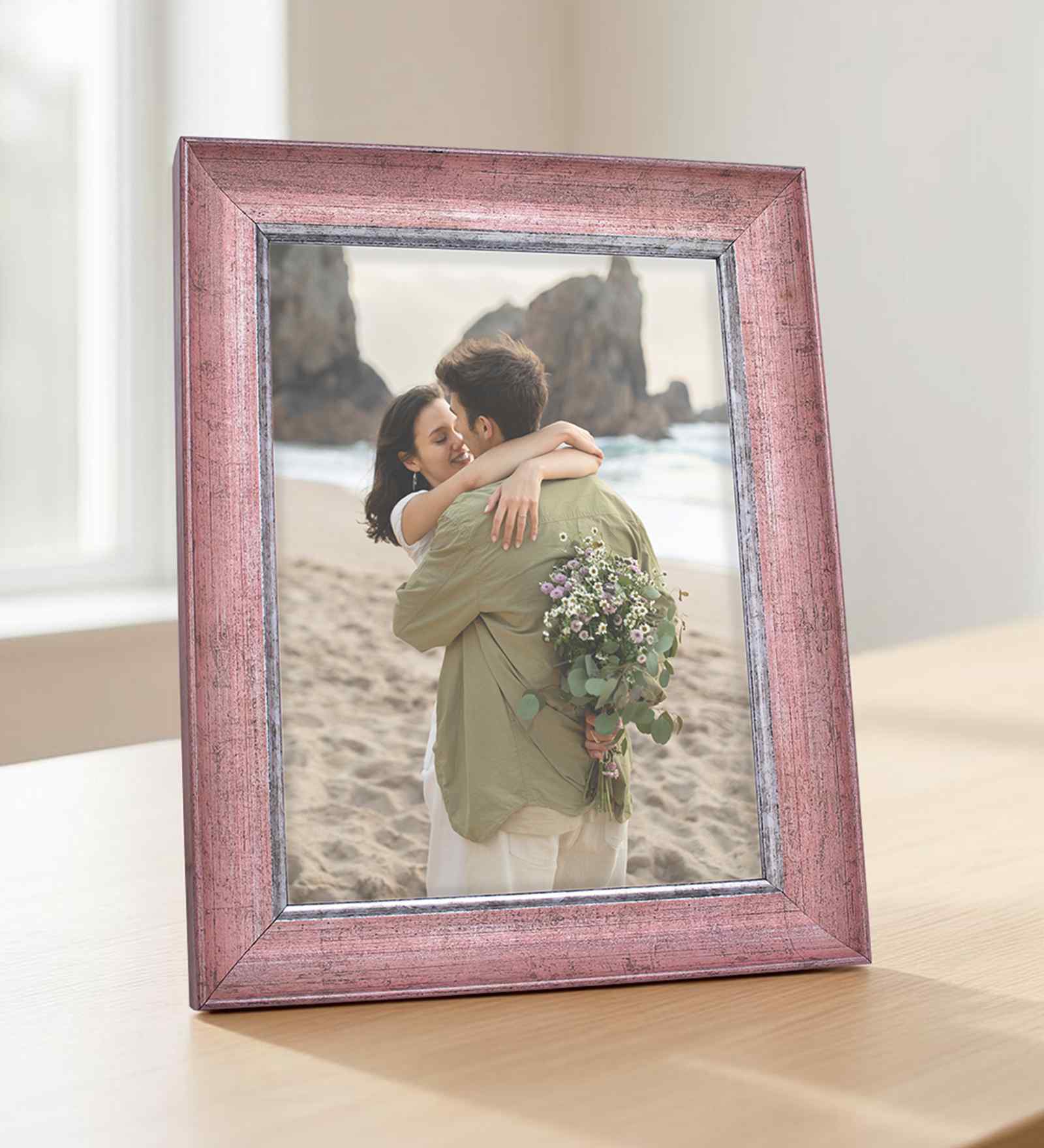 Antique Rose Pink & Silver Pvc 6X8 Inch Single Photo Frames