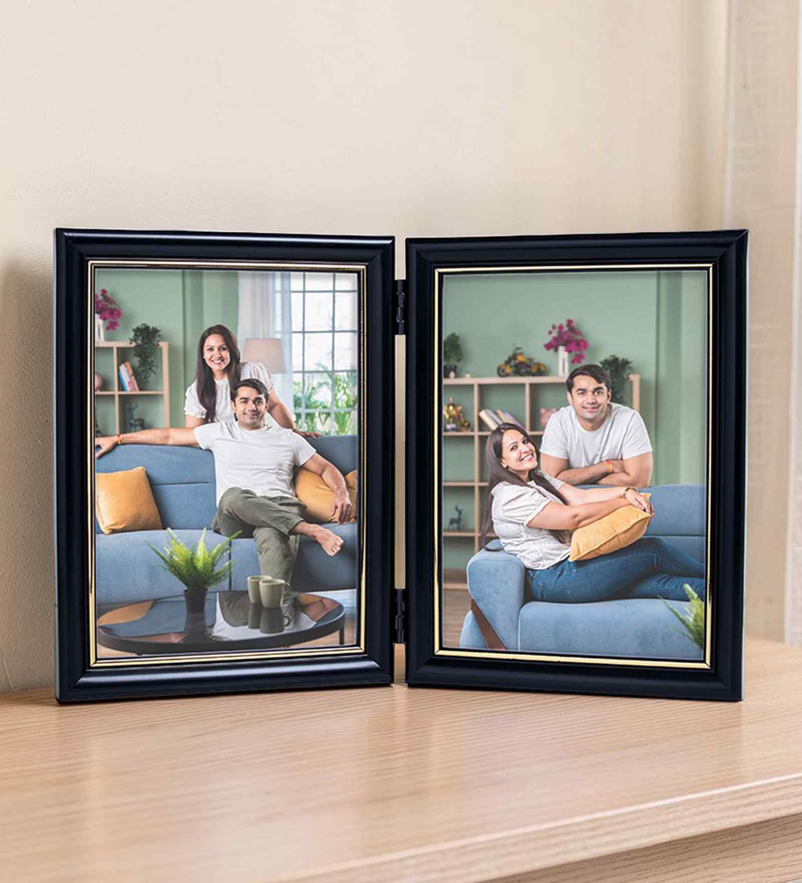 Black & Gold Pvc Premium Foldable Tabletop 5X7 Inch Single Photo Frames