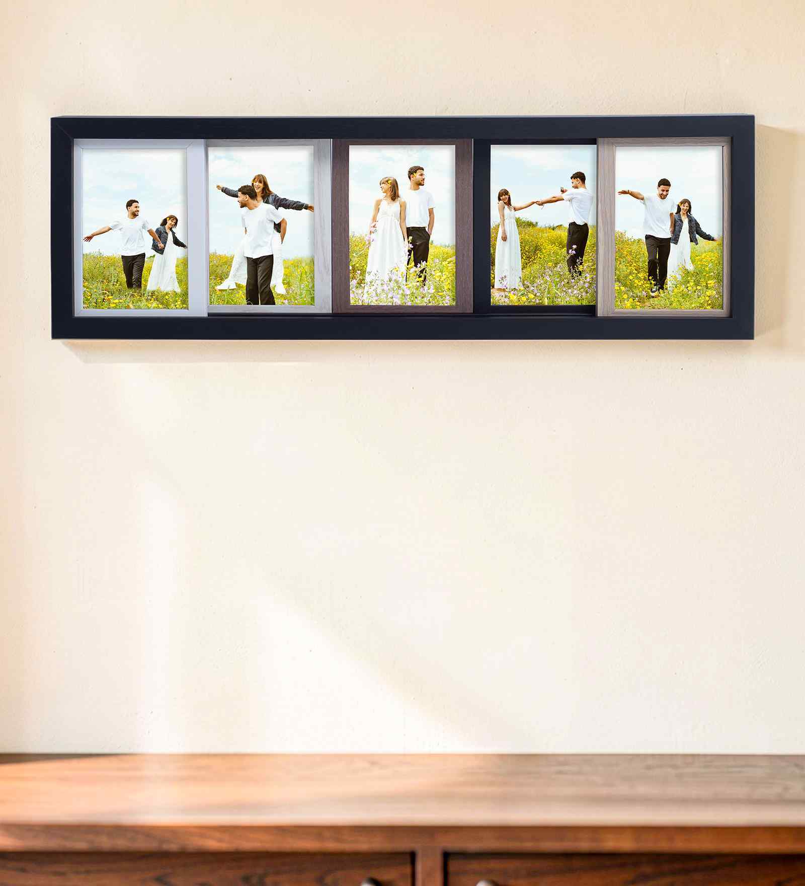 Black Pvc Premium Multi-Frame Tabletop & Wall Hanging 4X6 Inch Single Photo Frames